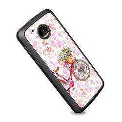 Moto E4 Case,Flexible Soft TPU Cover Shell,Slim Silicone Black Rubber Non-Slip Durable Design Protective Phone Case for Moto E4 -Bicycle