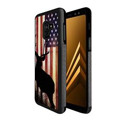 Samsung A8 Case with American Flag Pattern Whimsical Design Bumper Black Soft TPU and PC Protection Anti-Slippery &Fingerprint Case for Samsung A8