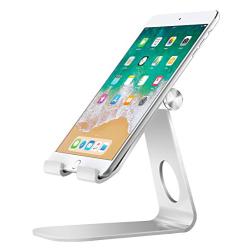 MoKo Tablet Stand, 210 Degree Multi-Angle Rotatable Phone Desktop Holder Fit iPhone 11 Pro Max/11 Pro/11, iPad 10.2" 2019, New iPad Air 3, Mini 5, iPhone XS/XS Max/XR/X, Galaxy Note 10 Plus, Silver