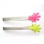 BigFamily Stainless Steel Silicone Salad Bread Serving Pliers Kitchenware Kitchen Mini Tong Clip Barware