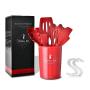 Silicone Kitchenware - All Inclusive Silicone Kitchen Cutlery Set of 11 Pieces, Nonstick Cookware Shovel | Kitchen Tool Set of 10 Kitchenware, red