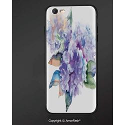 Compatible with iPhone 6 Ultra Slim Shockproof TPU Back Cover for iPhone 6S,Watercolor,Delicate Hydrangea Flowers Blooming Botanical Arrangement Wedding Inspired Decorative,Violet Blue