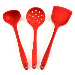 SKYyao Kitchen utensil set Silicone kitchenware 3 piece set cooking spoon shovel fishing fence spoon non-stick pot set kitchen utensils Silicone