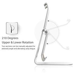 MoKo Tablet Stand, 210 Degree Multi-Angle Rotatable Phone Desktop Holder Fit iPhone 11 Pro Max/11 Pro/11, iPad 10.2" 2019, New iPad Air 3, Mini 5, iPhone XS/XS Max/XR/X, Galaxy Note 10 Plus, Silver