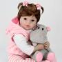 Aori Lifelike Realistic Reborn Baby Doll 22 Inch Real Looking Weighted Reborn Doll with Pink Clothes and Accessories Best Birthday Set for Girls Age 3