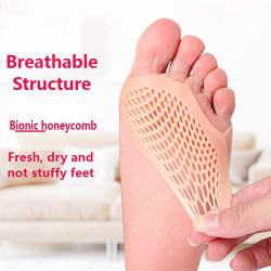 Ball of Foot Cushions Metatarsal Pads Silicone Forefeet Pad for Anti-rubbing and Pain Relief from Long-time Standing Elastic One Size for Men Women (1pcs incl. 5 white and 5 yellow pairs)