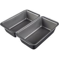 AmazonBasics Nonstick Carbon Steel Baking Bread Pan, 9.5 x 5 Inch, Set of 2