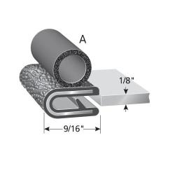 Trim-Lok Trim Seal with Side Bulb ? PVC Plastic Trim with EPDM Rubber Bulb Seal ? Fits 1/8” Edge, 3/8” Bulb Seal Diameter, 25’ Length