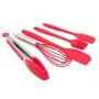 Silicone Kitchenware Set 10 Piece Set Silicone Scraper Brush Food Clip Cooking Shovel Spoon Kitchen utensils Spoon (Color : Red)
