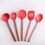 SKYyao Kitchen utensil set Silicone Kitchenware 5-piece set wooden handle silicone cookware non-stick spatula spoon set silicone