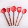 SKYyao Kitchen utensil set Silicone Kitchenware 5-piece set wooden handle silicone cookware non-stick spatula spoon set silicone