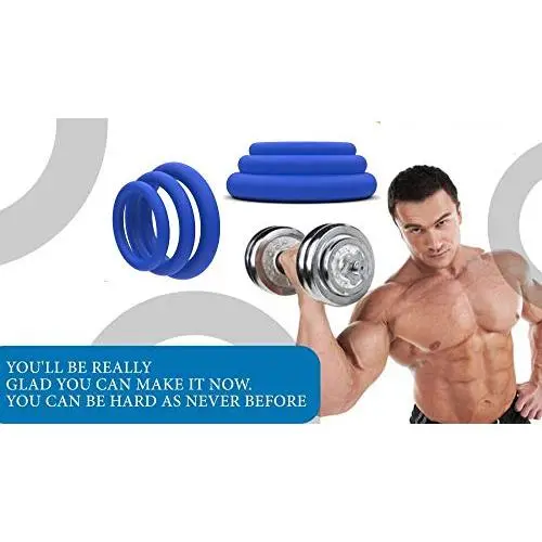 Premium Supply Super Soft Pure Silicone Penis Cock Ring Set - 100% Medical Grade Silicone - Erection Enhancing Penis Rings Tapered C-Ring - Bigger, Harder, Longer Penis - Adult Sex Toys Male Blue