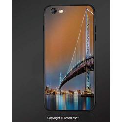 Compatible with iPhone 6 Ultra Slim Shockproof TPU Back Cover for iPhone 6S,Apartment Decor,Ben Franklin Bridge and Philadelphia Skyline Viewed from Camden Across The Delaware River Decorative,