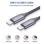 USB C to USB C 60W Fast Charging Cable, JSAUX[2 Pack 6.6ft] USB-C to USB-C Nylon Charger Cord Compatible with Samsung Galaxy Note 10 Plus A80, Google Pixel 2/3/3a/4 XL, iPad pro 2018 and More-Grey