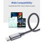 USB C to USB C 60W Fast Charging Cable, JSAUX[2 Pack 6.6ft] USB-C to USB-C Nylon Charger Cord Compatible with Samsung Galaxy Note 10 Plus A80, Google Pixel 2/3/3a/4 XL, iPad pro 2018 and More-Grey