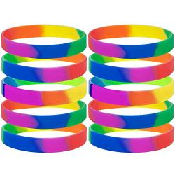 GOGO Rainbow Pride Wristbands Silicone Bracelets Rubber Bands Party Accessories