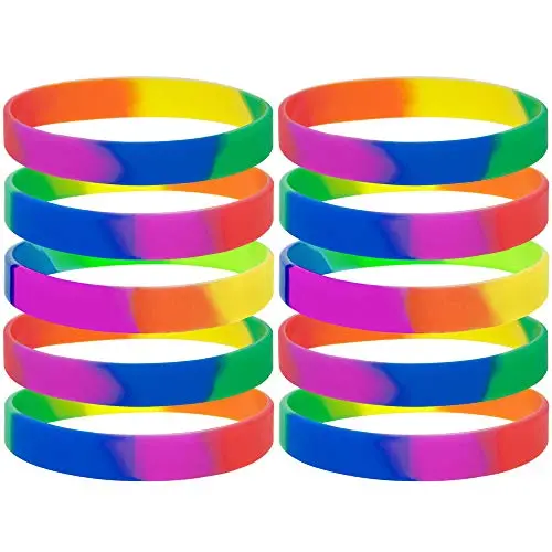 GOGO Rainbow Pride Wristbands Silicone Bracelets Rubber Bands Party Accessories