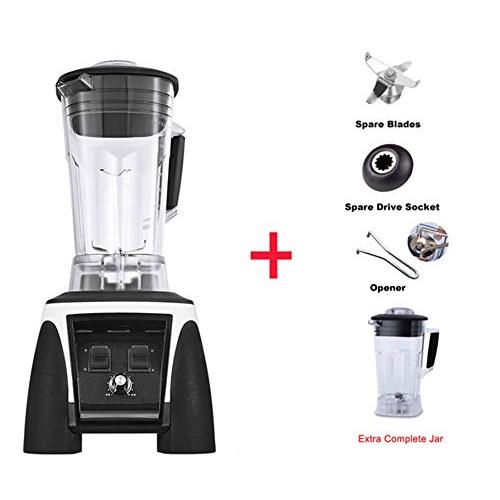 Super Heavy Duty Commercial Professional Power Blender Juicer Food Processor Mixer 3Hp 45000Rpm 2200W 2L Jar,White Extra Jar Part,Eu Plug
