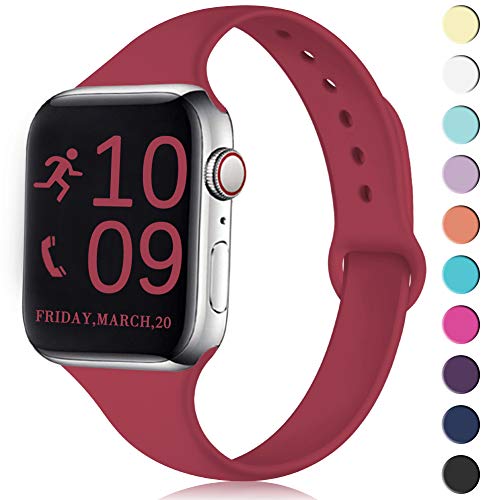 Zekapu Sport Band Compatible for Apple Watch 38mm 42mm 40mm 44mm, Soft Silicone Narrow Slim Sport Replacement Wristband for iWatch Series 5, Series 4, Series 3, Series 2, Series 1 Women