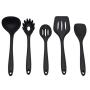 Silicone Kitchenware Set 10 Piece Set Silicone Scraper Brush Food Clip Cooking Shovel Spoon (Color : Black)
