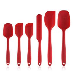 Silicone kitchenware 6-piece Red Silicone Baking Set Durable Silicone Heat-resistant 480°F Seamless Non-stick Kitchen Mixing Cooking Baking Utensils Durable Easy To Clean Kitchenware Set