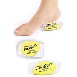 Plantar Fasciitis Heel Cup【PORON - Made in USA】 Silicone Gel Heel Cup Pads for Long Time Standing, Walking, Heel Pain, Running, Heel Spur, Foot Pain - Men & Women (Yellow, S size: W 4.5-8.5 / M 6-9)