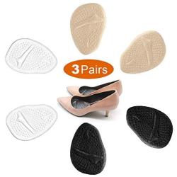 3 Pairs Metatarsal Pads for Women, Professional Reusable Silicone Ball of Foot Cushions, All Day Pain Relief and Comfort, One Size Fits Shoe Inserts, by Mildsun.