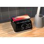 Emerson Radio ER100104 Wireless Charging Alarm Clock with Temperature Detector, Night Light, USB Charging and 1.2” White LED Display