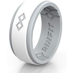 Rinfit Silicone Wedding Ring for Men 1 or 3 Rings Pack. RinfitAir Breathable Design, Silicone Rubber Bands. Mens Wedding Band Size 7-14