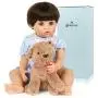 Yesteria Full Silicone Reborn Baby Dolls with Toy Puppy 22 Inches Realistic Newborn Blue Baby Jumpsuit
