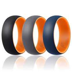 ROQ Silicone Wedding Ring for Men - 3 Packs/4 Packs & Singles - Duo Collection Silicone Rubber Wedding Bands - Classic Styles