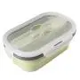 LVAIJING Silicone Folding Lunch Box Microwave Single Layer Storage Box Kitchenware Retractable Picnic Lunch Box,Nordicgreen