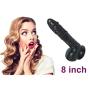 8 Inch Dildo Black Lifelike Silicone Realistic Dual Density Mens Penis Cock Dong Anal Sex Toys for Masturbation