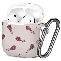 [ Compatible with AirPods 2 and 1 ] Shockproof Soft TPU Gel Case Cover with Keychain Carabiner for Apple AirPods (Kitchenware Beater Cartoon)