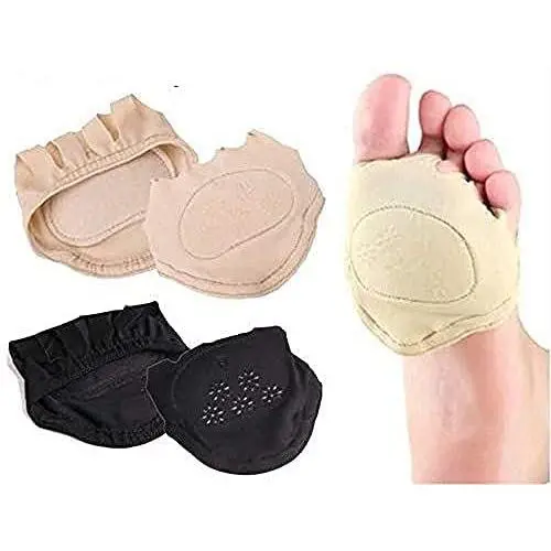 Super Soft Cotton Plus Silicone Five-Finger Front Palm Invisible Socks Front Palm pad to Protect The Toe and Foot Against wear, Foot Pain pad 2 Pairs