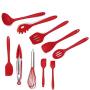 Silicone kitchenware set,MOLLG Hygienic Solid Coating,Heat Resistant Baking Spoonula,Brush,Whisk,Spatula,Ladle,Spoon,Tongs etc.10 Piece Cooking Set (Red)