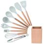 Cooking Utensils, Silicone Cookware Kitchenware Set Of 9 Kitchen Tools Fresh Blue (Without Storage Bin)