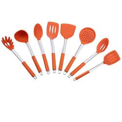 SKYyao Kitchen utensil set Non-stick pan silicone shovel bottomed frying pan cooking kitchenware set stainless steel high temperature silicone kitchenware silicone
