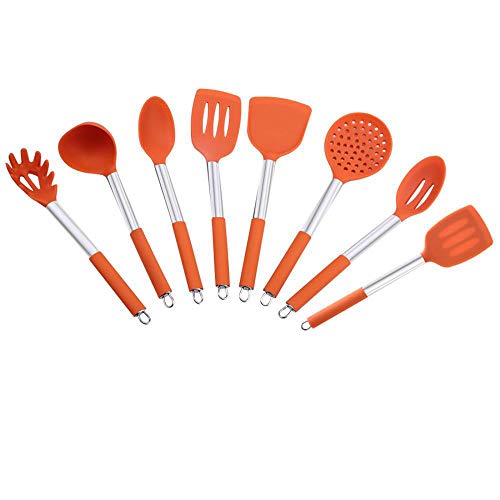 SKYyao Kitchen utensil set Non-stick pan silicone shovel bottomed frying pan cooking kitchenware set stainless steel high temperature silicone kitchenware silicone