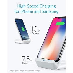 Anker Wireless Charger, PowerWave 7.5 Stand with Internal Cooling Fan, 7.5W for iPhone 11, 11 Pro, 11 Pro Max, Xs Max, XR, XS, X, 8, 8 Plus, 10W for Galaxy S10 S9, Note 10 (with Quick Charge Adapter)