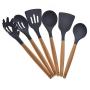 Cooking Tool Sets - 6pcs Nonstick Silicone Spatula Spoon With Holes Long Handle Serving Cooking Utensil Wooden Food - Cooking Sets Tool Cooking Tool Sets Chef Cook Pepper Mill Home Kitchen S