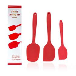 Viivl 3-piece silicone spatula set for basic kitchenware, non-stick cooker, rubber spatula set (2 large and 1 small), high temperature resistant spatula, suitable for red dishwasher-baked tableware