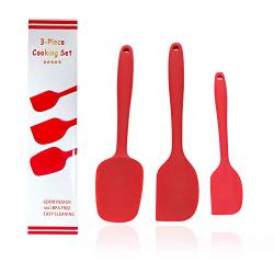 Viivl 3-piece silicone spatula set for basic kitchenware, non-stick cooker, rubber spatula set (2 large and 1 small), high temperature resistant spatula, suitable for red dishwasher-baked tableware