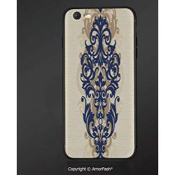 Case for Apple iPhone 6 and iPhone 6s,Shock-Absorption Bumper Cover,Anti-Scratch Back,Kitchen Decor,Classical Baroque Vintage Design Print Victorian Style Brush Kitchenware Oriental,Navy Golden Cream