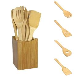 Kitchen Cooking Tools Sets - 2019 6 Pieces Bamboo Spoon Spatula Utensil Wooden Cooking Mixing Set - Cooking Tool Kitchen Silicone Utensils Wood Sets Tools