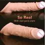 Silicone Cóndom Reusable Pênnís Sleeve Enlargement Toys for Men Chástity Clítoris Stímulator Pênnís Rings 9 INCH Skin Color