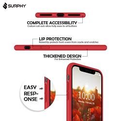 SURPHY Silicone Case for iPhone X iPhone Xs Case, Thicken Liquid Silicone Shockproof Protective Case Cover (Full Body Thick Case with Microfiber Lining) Compatible with iPhone X XS 5.8, Red