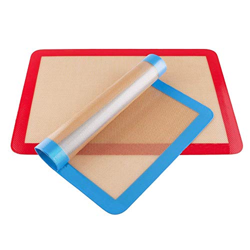 2 Pcs Silicone Baking Rolling Mat - Cooking Kitchenware Sheet Liners Dough Cake Pasta Cookies Pastry Tools Utensils Non-Stick