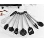 Silicone Kitchenware Set of 9, Heat Resistant Non-Scratch BPA Free Cookware Kit with Stand Holder Scraper Spoon
