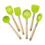 A Set of Kitchen Utensils, Silicone Kitchen Utensils Non-Stick Silicone Cookware With Wooden Handle Durable Nylon Suit, Kitchenware